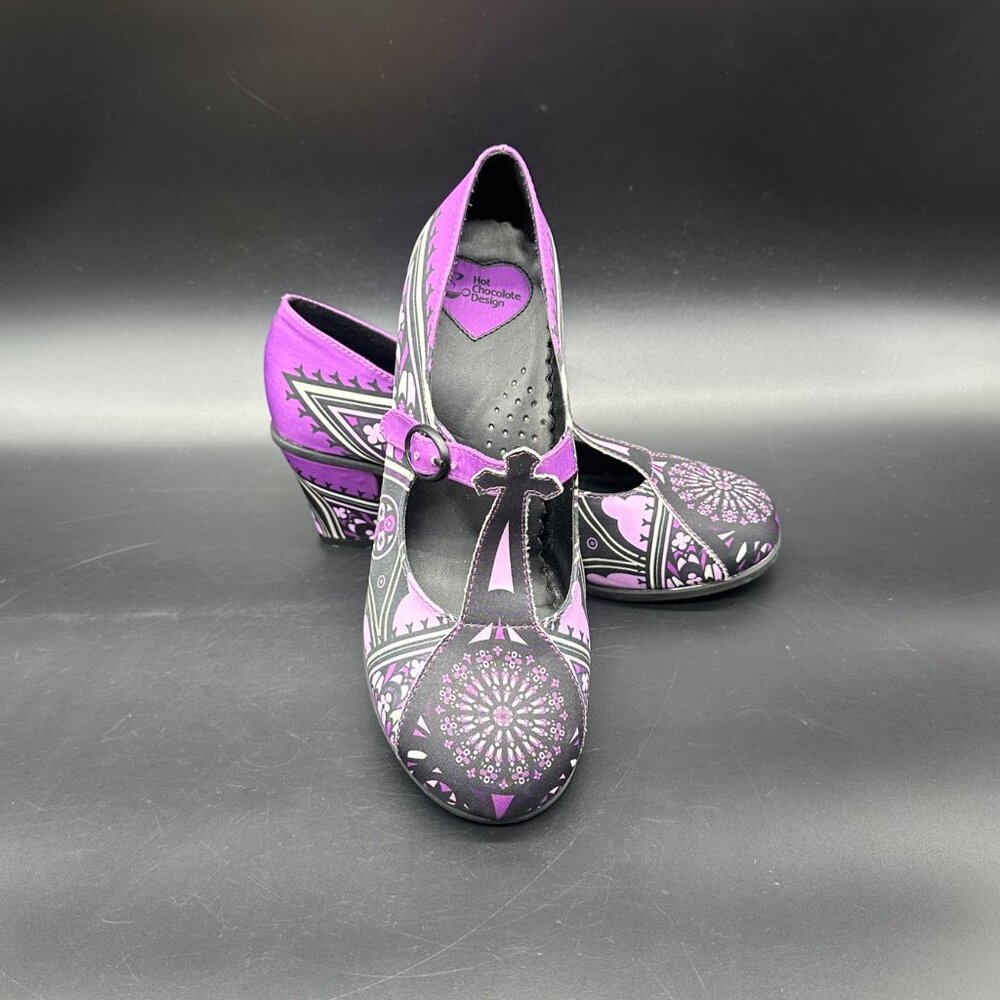 Vintage Hot Chocolate Design Heels Gothic Church Purple Rain Heels EU 36 US 6